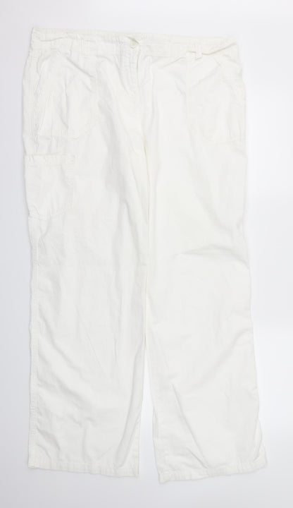 m&s Womens White   Trousers  Size L L31 in