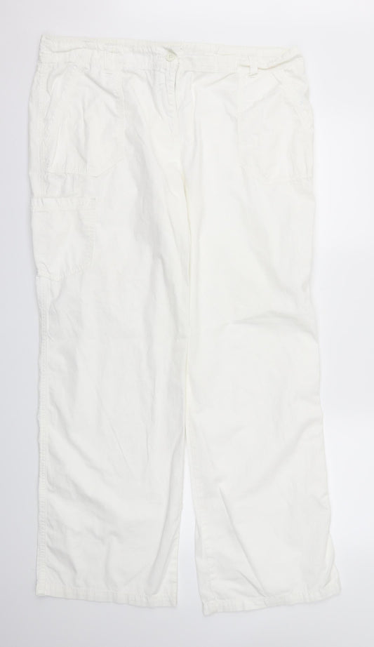 m&s Womens White   Trousers  Size L L31 in