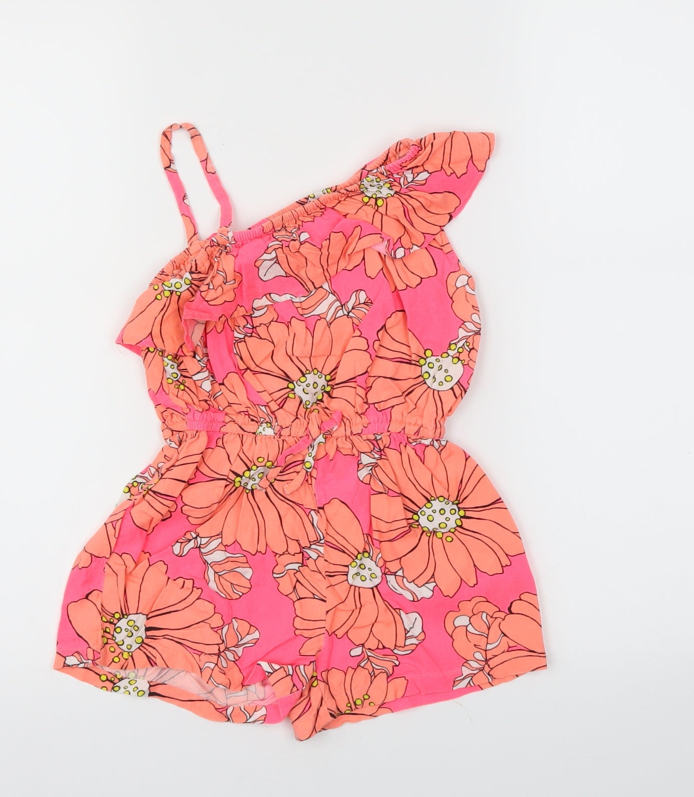 Next  Girls Orange Floral  Playsuit One-Piece Size 4 Years