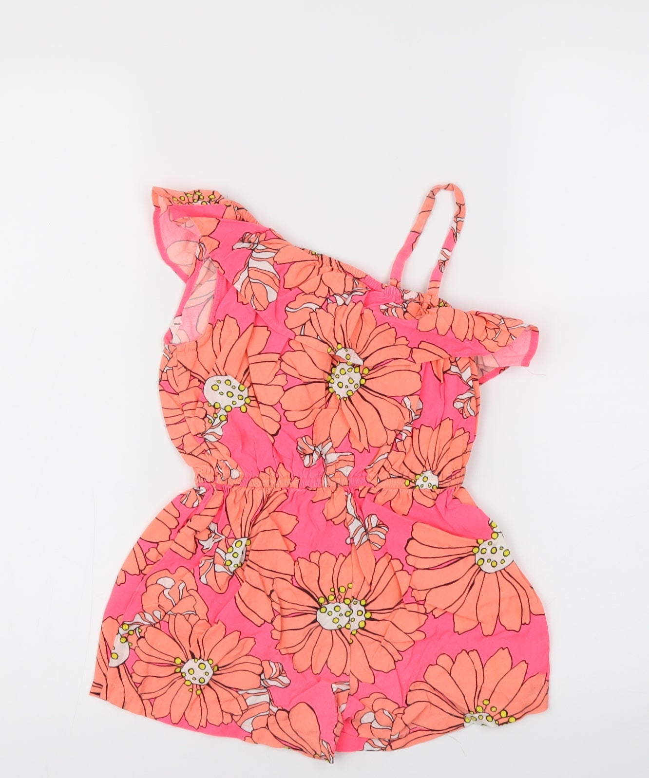 Next  Girls Orange Floral  Playsuit One-Piece Size 4 Years