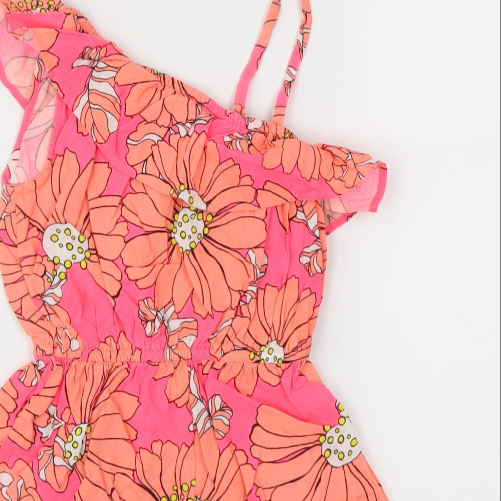 Next  Girls Orange Floral  Playsuit One-Piece Size 4 Years