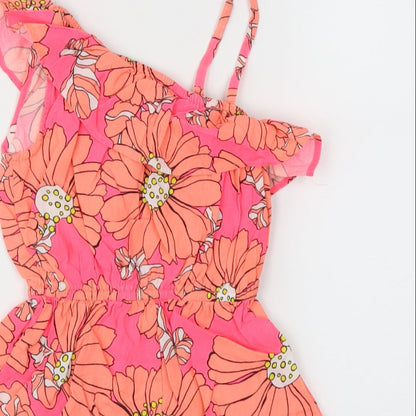Next  Girls Orange Floral  Playsuit One-Piece Size 4 Years
