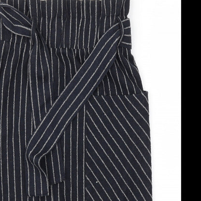 Next  Womens Blue Striped  A-Line Skirt Size 8  - Stretch waistband