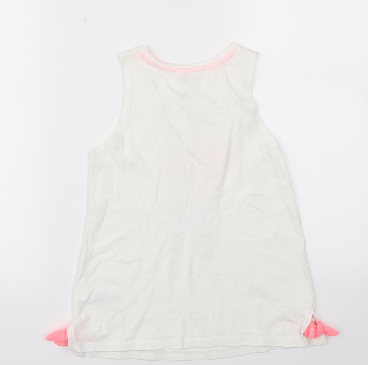 Cynthia Rowley Girls White Animal Print  Basic T-Shirt Size 7-8 Years