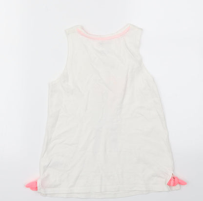 Cynthia Rowley Girls White Animal Print  Basic T-Shirt Size 7-8 Years
