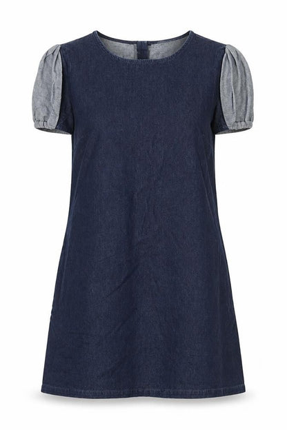 Front view of DENIM women’s blue a-line, size UK 12