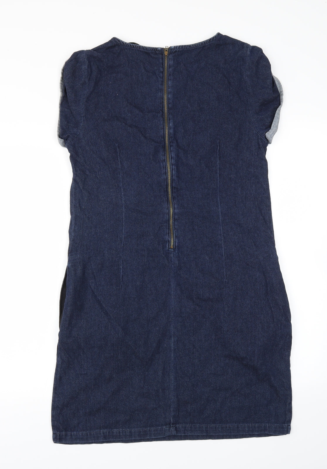 Back view of DENIM women’s blue a-line, size UK 12