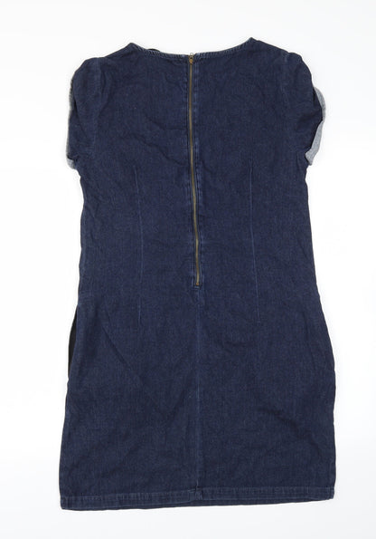 Back view of DENIM women’s blue a-line, size UK 12