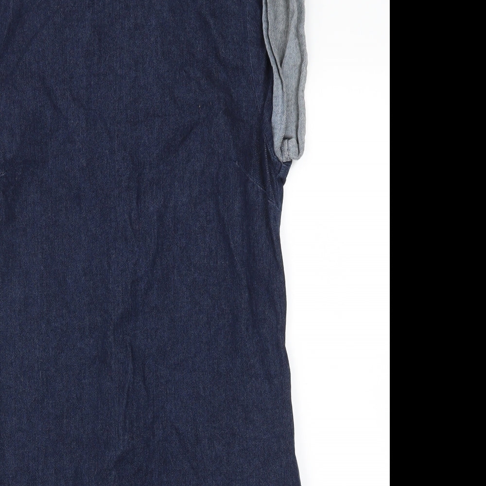 Close-up detail of DENIM women’s blue a-line, size UK 12