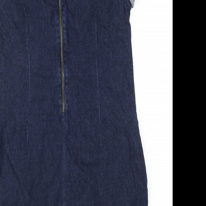 Brand and care label for DENIM women’s blue a-line, size UK 12