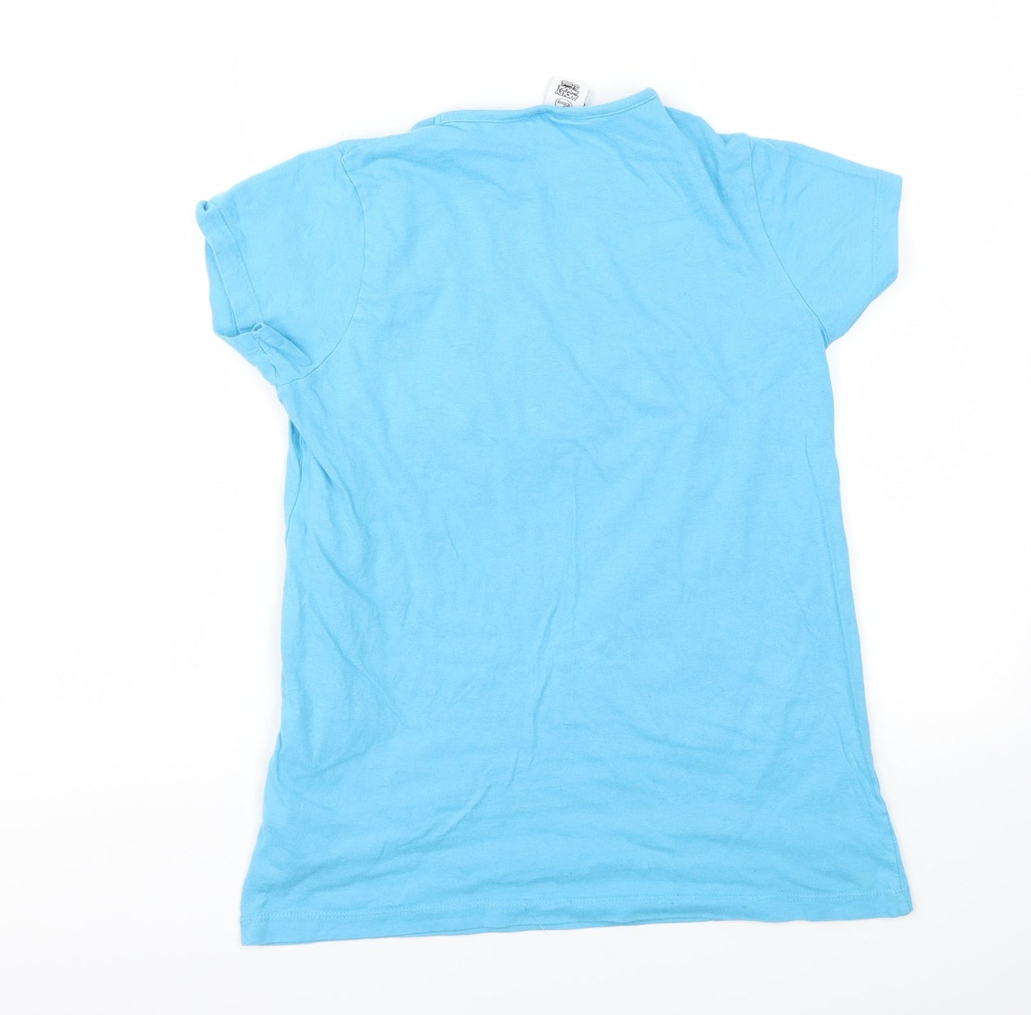 mickey mouse Girls Blue Animal Print  Basic T-Shirt Size 11-12 Years