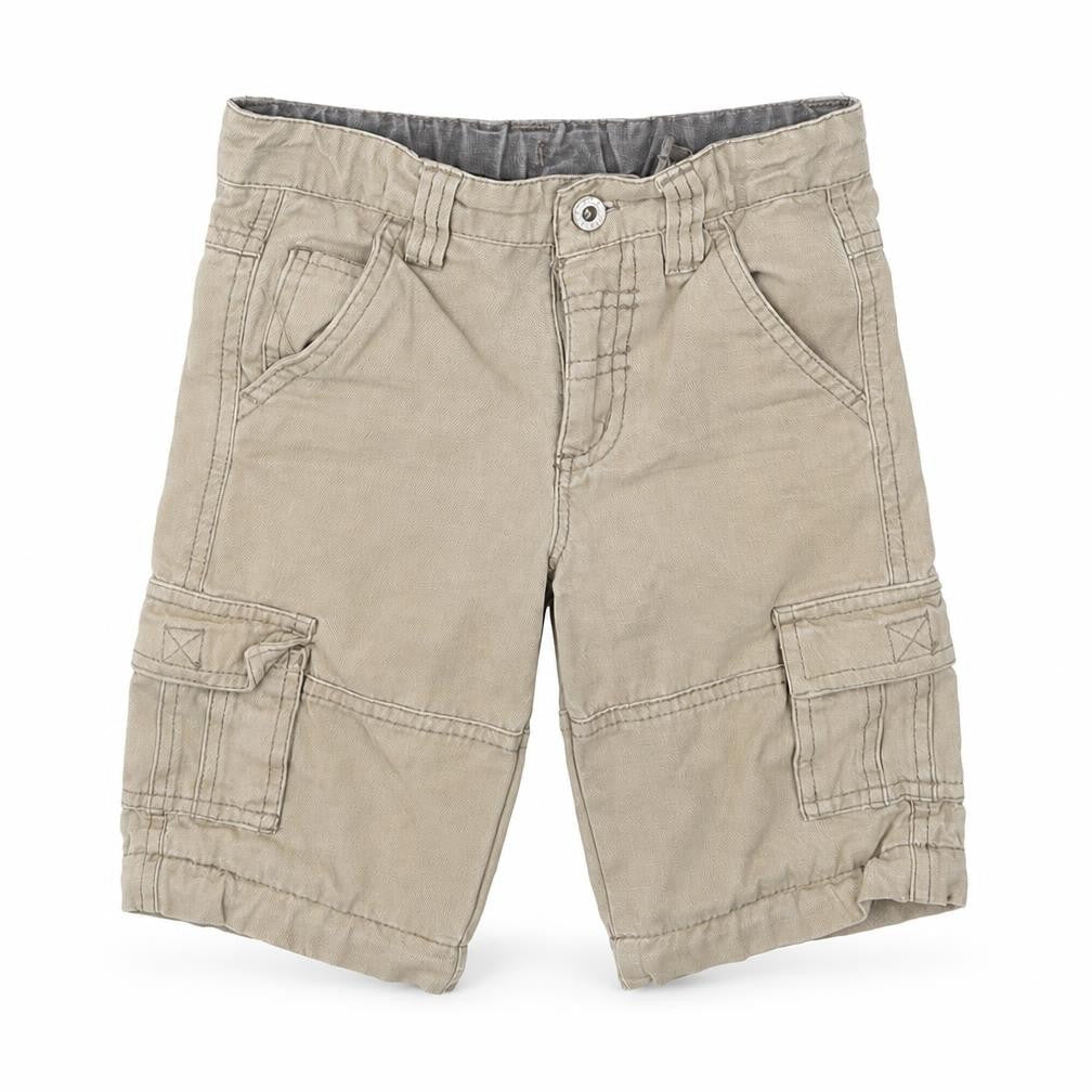 Front view of PUMKIN PATCH boys’ beige capri trousers, size 24, months