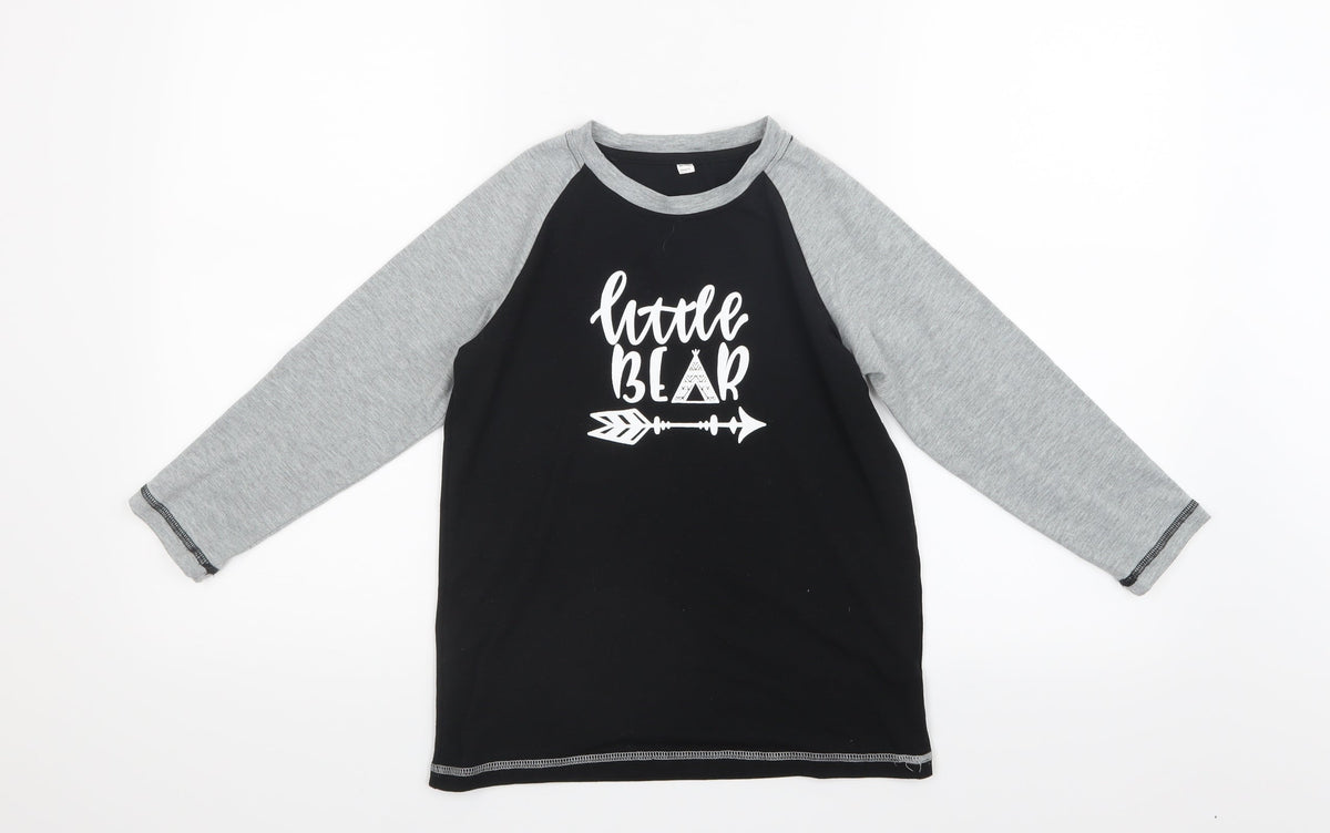Additional front view of PatPat boys’ black basic t-shirt, size 8-9, years