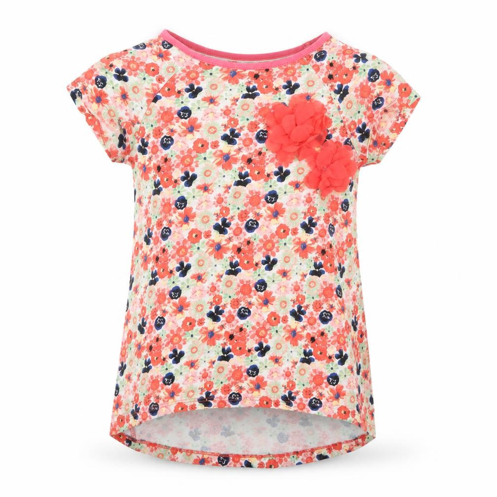 Front view of Tu girls’ red floral basic t-shirt, size 6, years