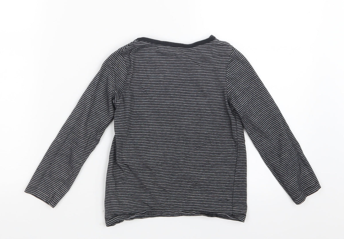 Back view of Next boys’ black striped basic t-shirt, size 5, years