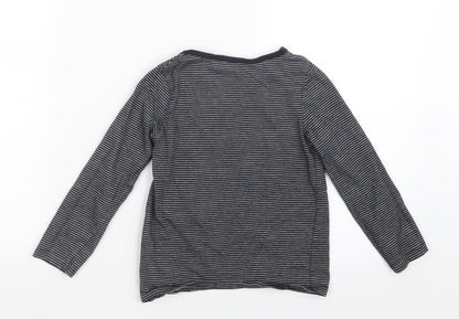 Back view of Next boys’ black striped basic t-shirt, size 5, years