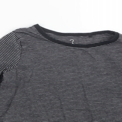 Close-up detail of Next boys’ black striped basic t-shirt, size 5, years