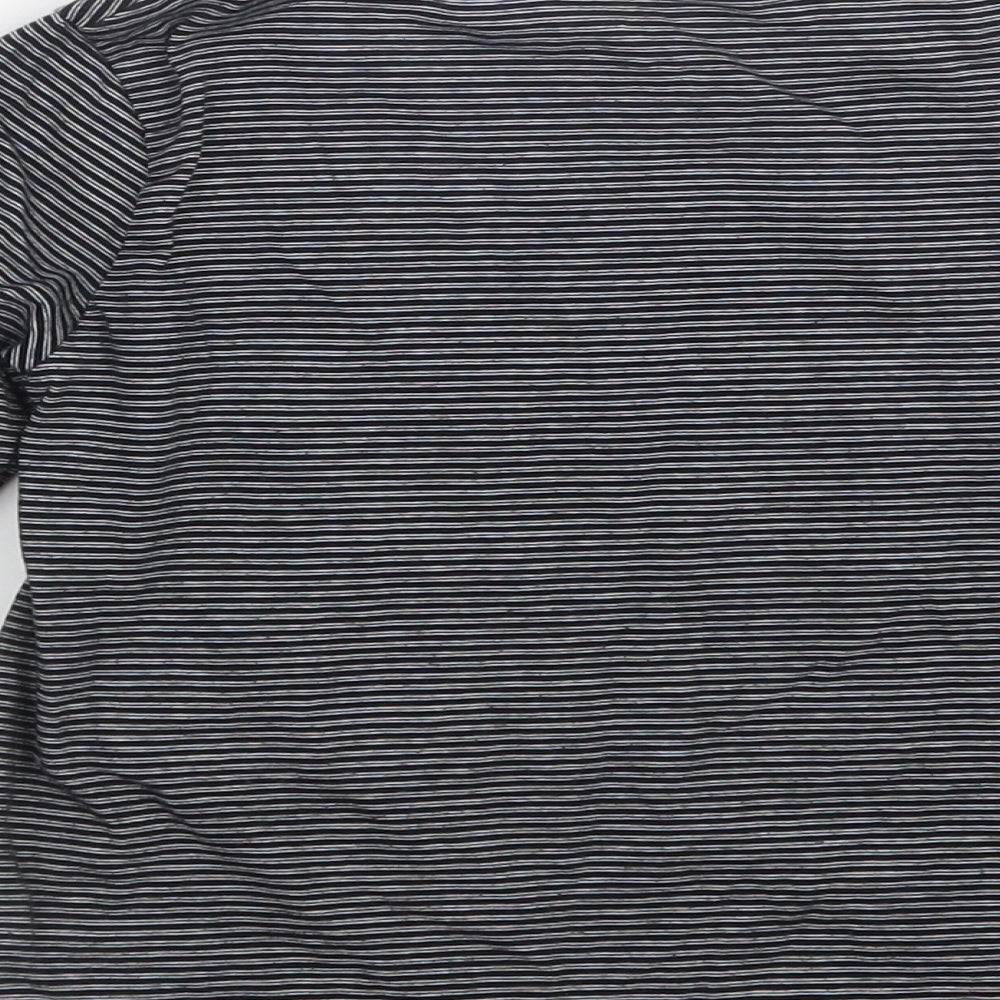 Brand and care label for Next boys’ black striped basic t-shirt, size 5, years