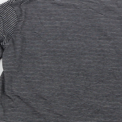 Brand and care label for Next boys’ black striped basic t-shirt, size 5, years