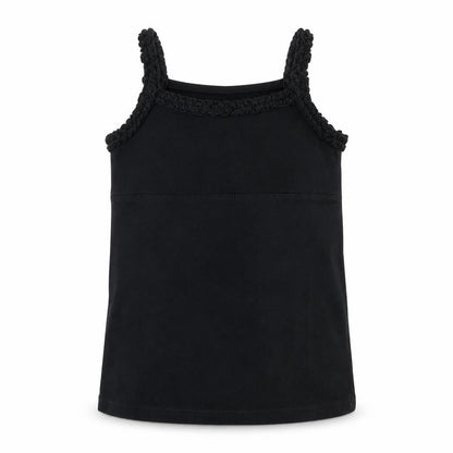 Front view of Matalan girls’ black basic t-shirt, size 4-5, years