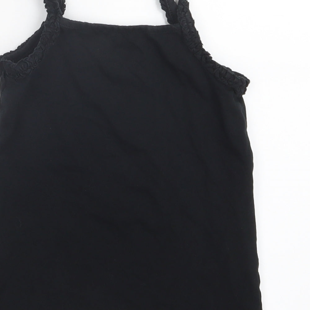 Brand and care label for Matalan girls’ black basic t-shirt, size 4-5, years