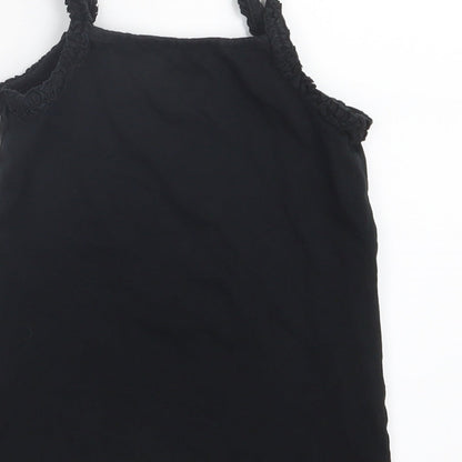 Brand and care label for Matalan girls’ black basic t-shirt, size 4-5, years