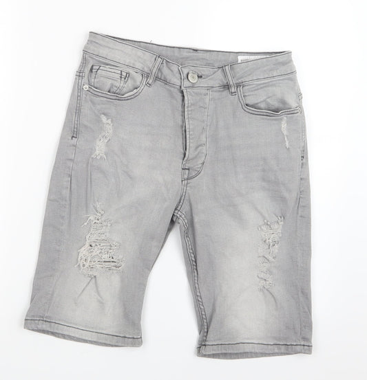 Denim Co. Mens Grey  Denim Bermuda Shorts Size 29 in