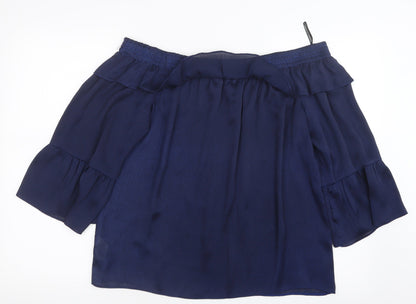 Womens UK Size 12 Dorothy Perkins Blue Basic Blouse