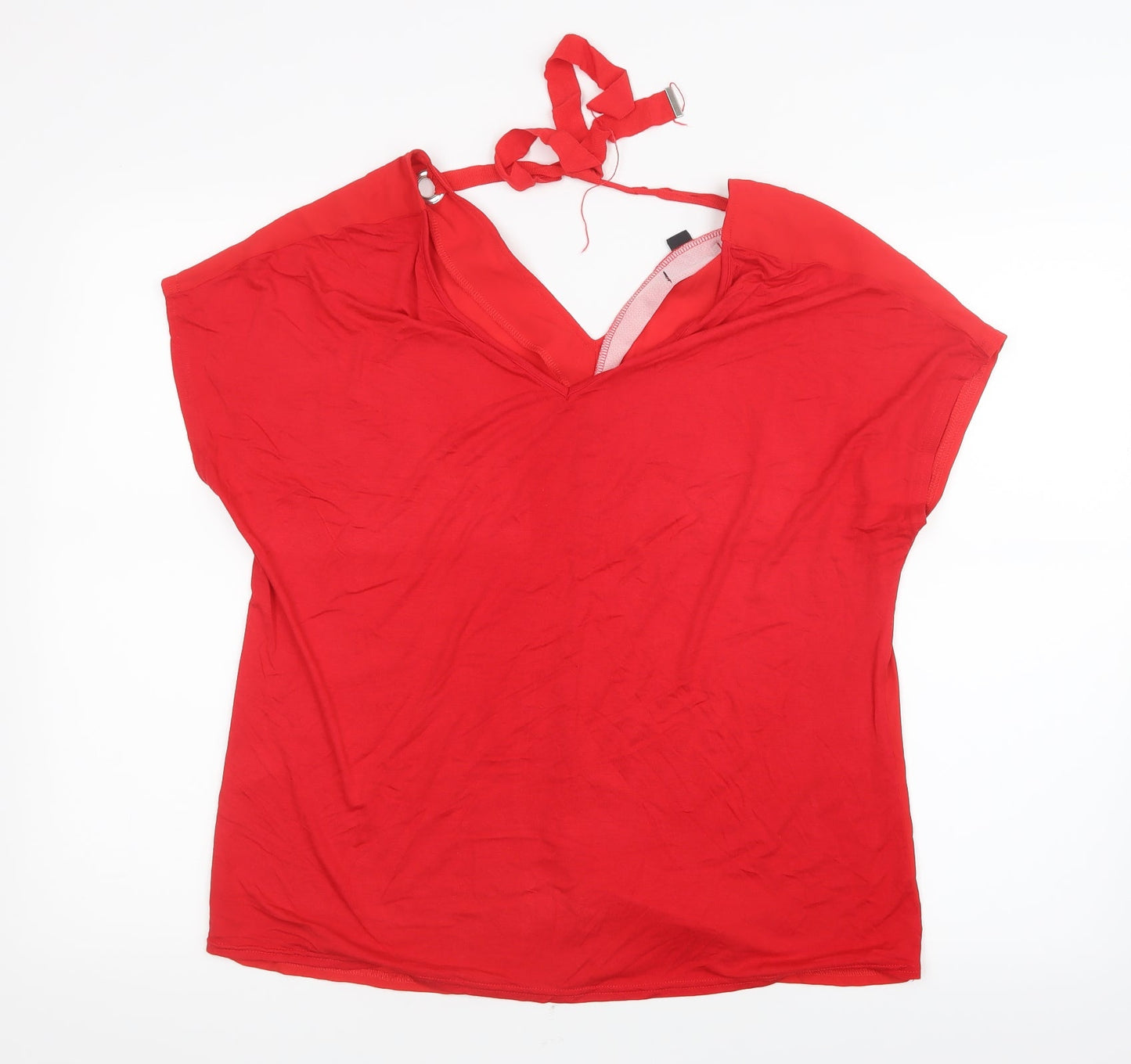 Womens UK Size 14 New Look Red Basic T-Shirt