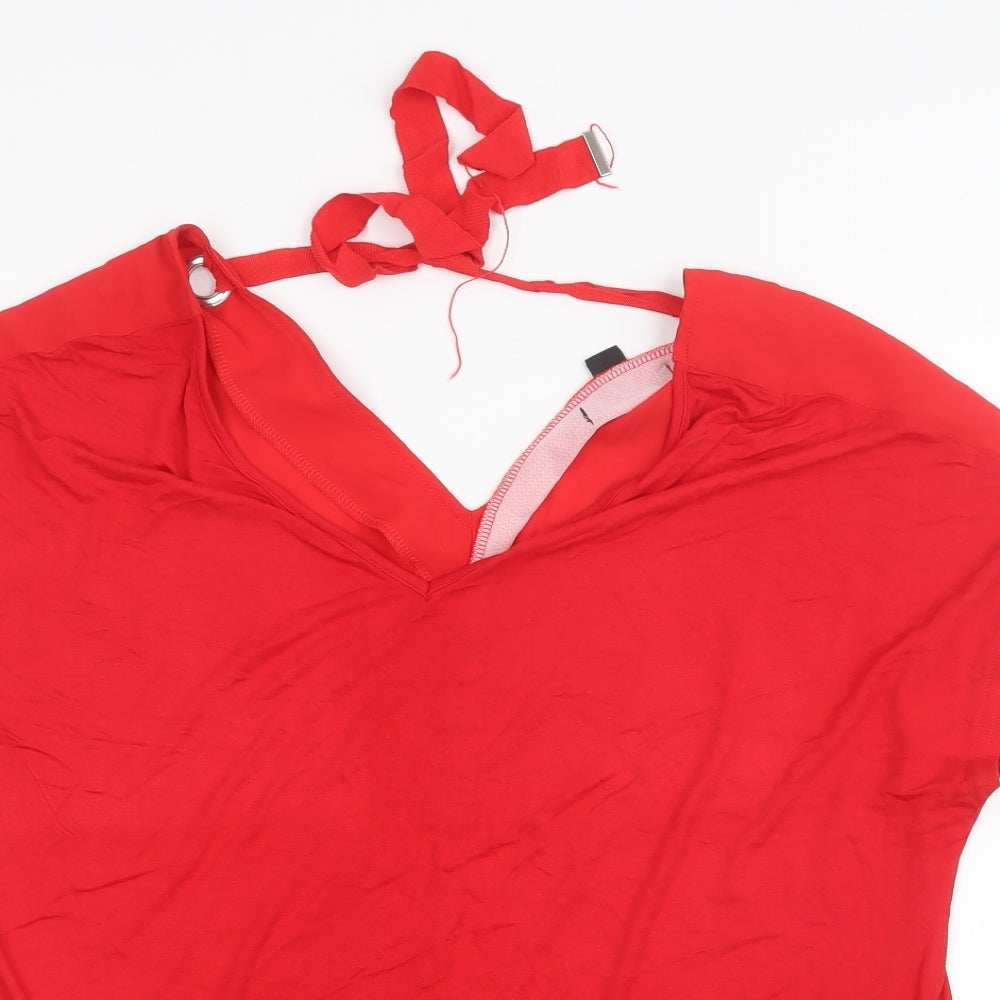 Womens UK Size 14 New Look Red Basic T-Shirt