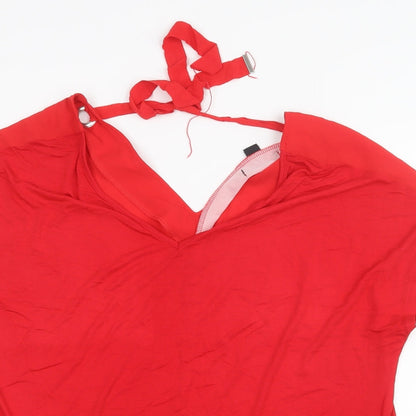 Womens UK Size 14 New Look Red Basic T-Shirt