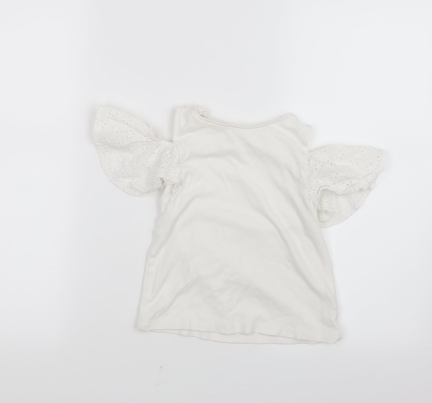 F&F Girls White   Basic T-Shirt Size 4-5 Years  - Open Shoulders