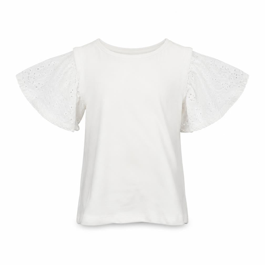 Front view of F&F girls’ white basic t-shirt, size 4-5, years - open shoulders