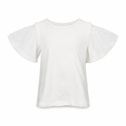 Front view of F&F girls’ white basic t-shirt, size 4-5, years - open shoulders