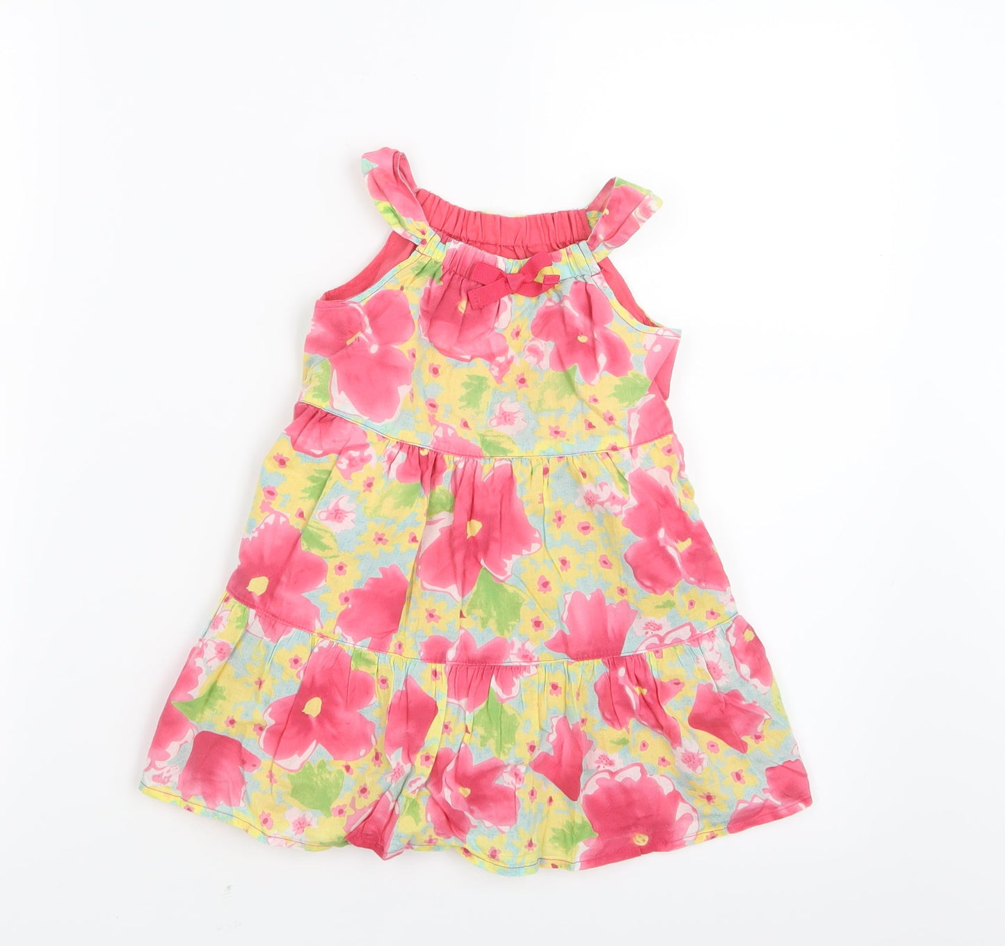 Mothercare Girls Pink Floral  T-Shirt Dress  Size 9-12 Months