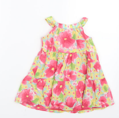 Mothercare Girls Pink Floral  T-Shirt Dress  Size 9-12 Months