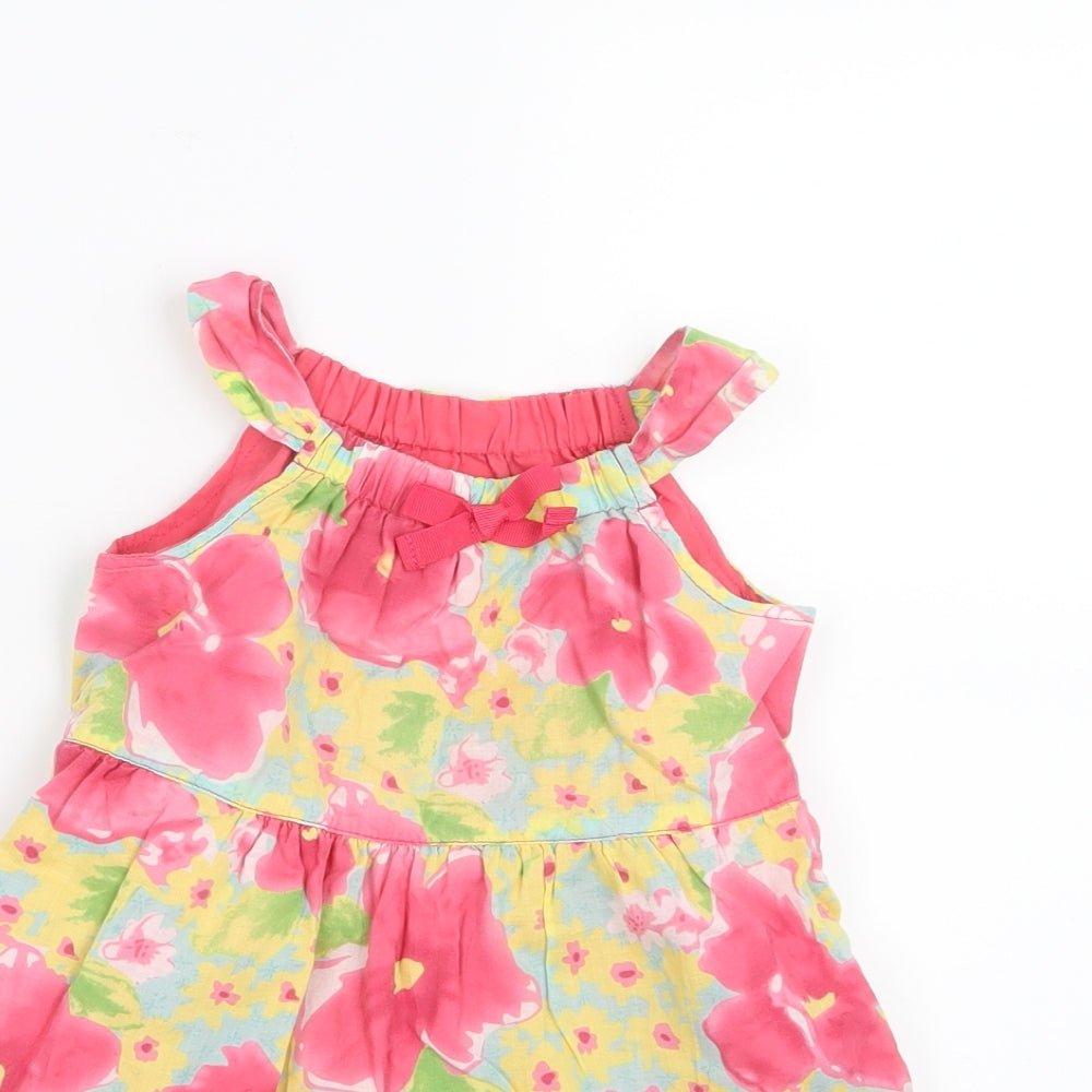 Mothercare Girls Pink Floral  T-Shirt Dress  Size 9-12 Months