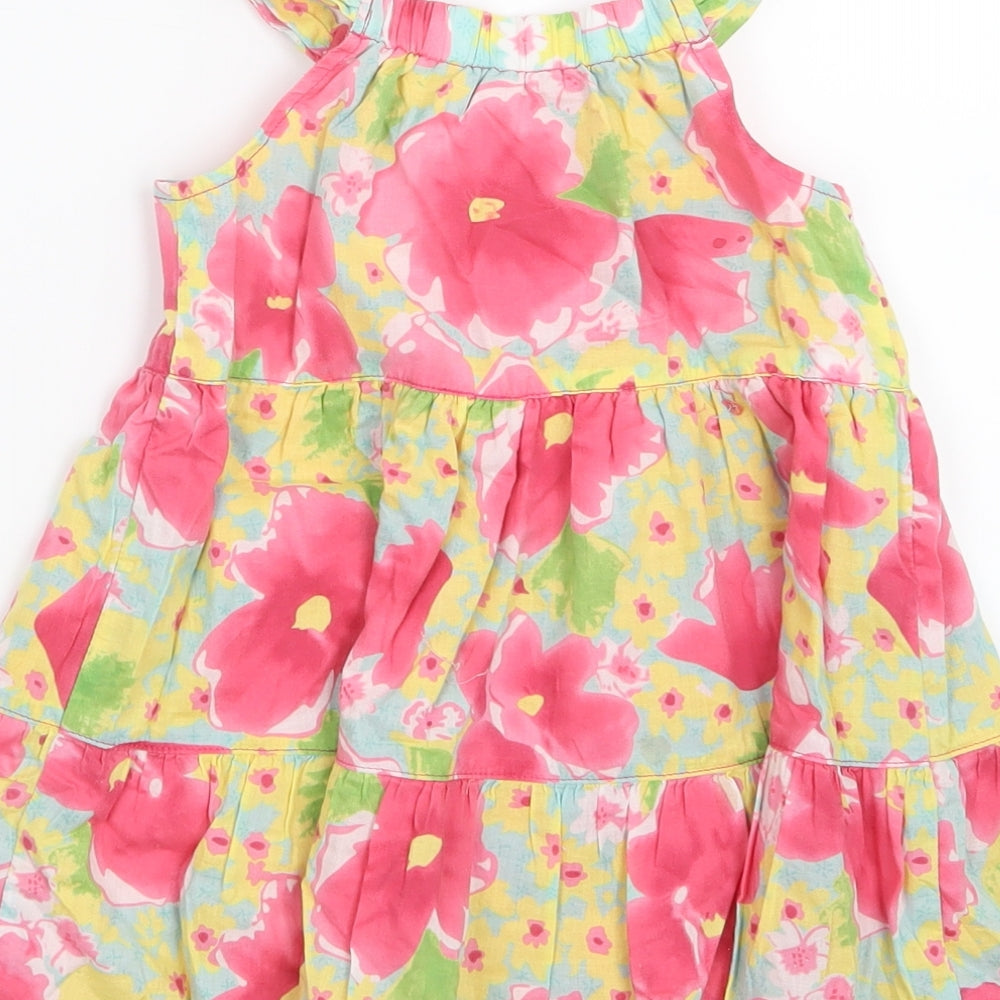 Mothercare Girls Pink Floral  T-Shirt Dress  Size 9-12 Months