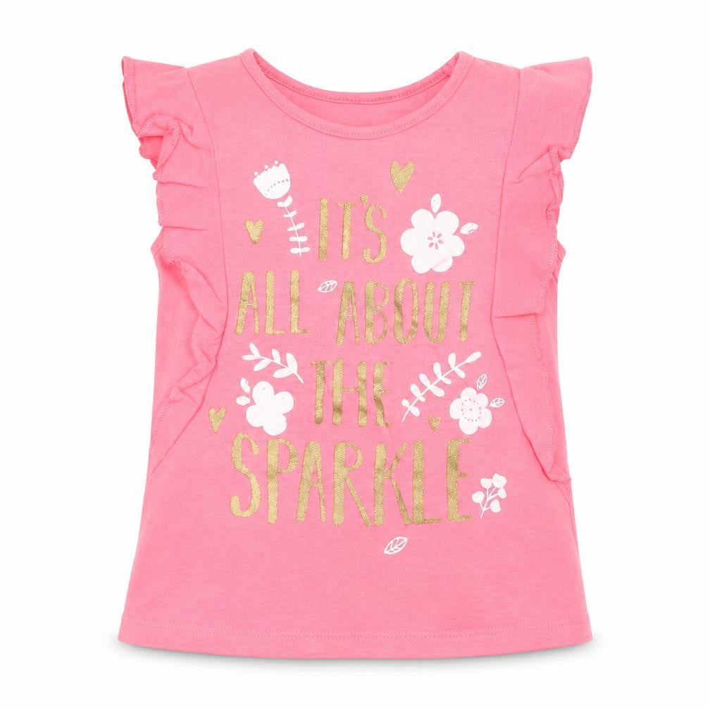 Front view of Pep&Co girls’ pink basic t-shirt, size 18-24, months