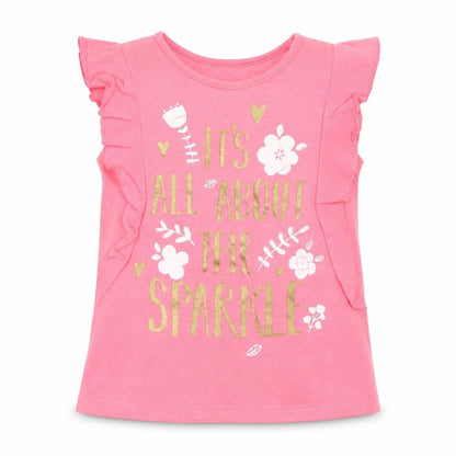 Front view of Pep&Co girls’ pink basic t-shirt, size 18-24, months