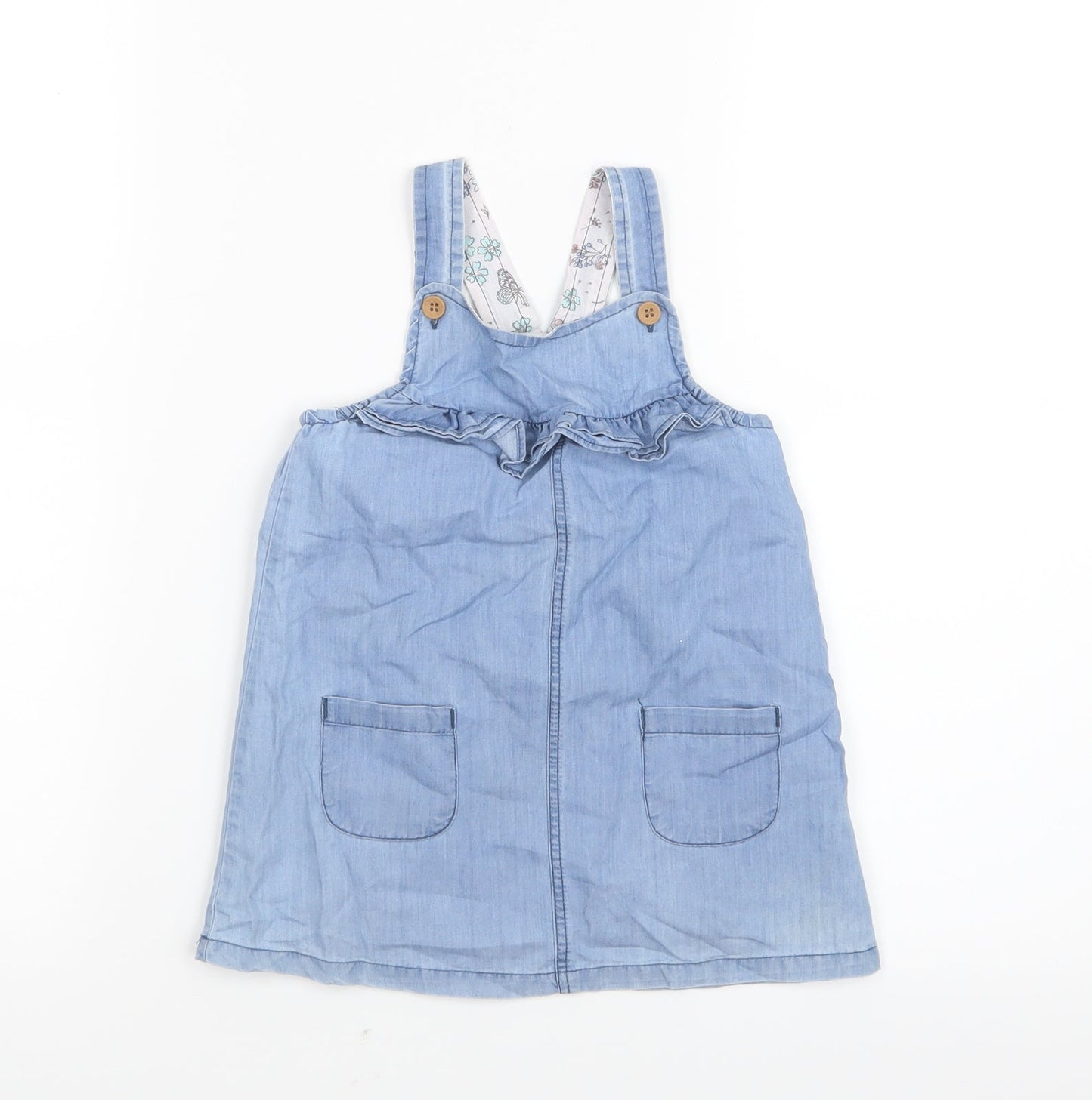 Matalan Girls Blue   Pinafore/Dungaree Dress  Size 9-12 Months