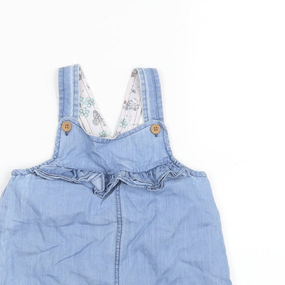 Matalan Girls Blue   Pinafore/Dungaree Dress  Size 9-12 Months