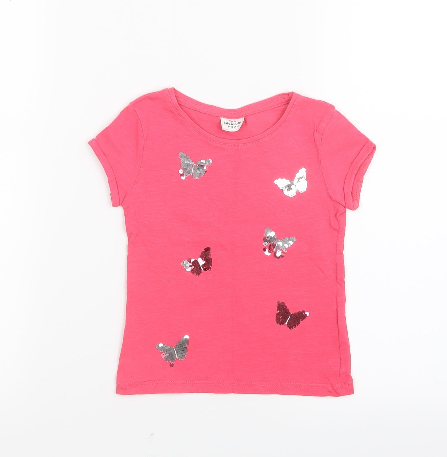 Tape a Loeil Girls Pink   Basic T-Shirt Size 2 Years