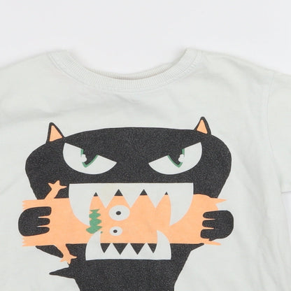 Close-up detail of Next girls’ white basic t-shirt, size 6, years