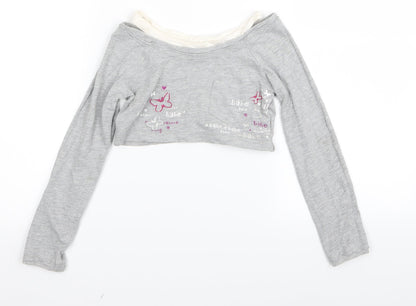 adams kids Girls Grey   Basic T-Shirt Size 7 Years  - crop