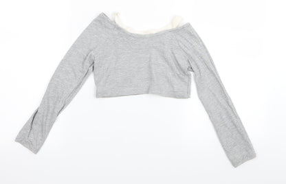 adams kids Girls Grey   Basic T-Shirt Size 7 Years  - crop