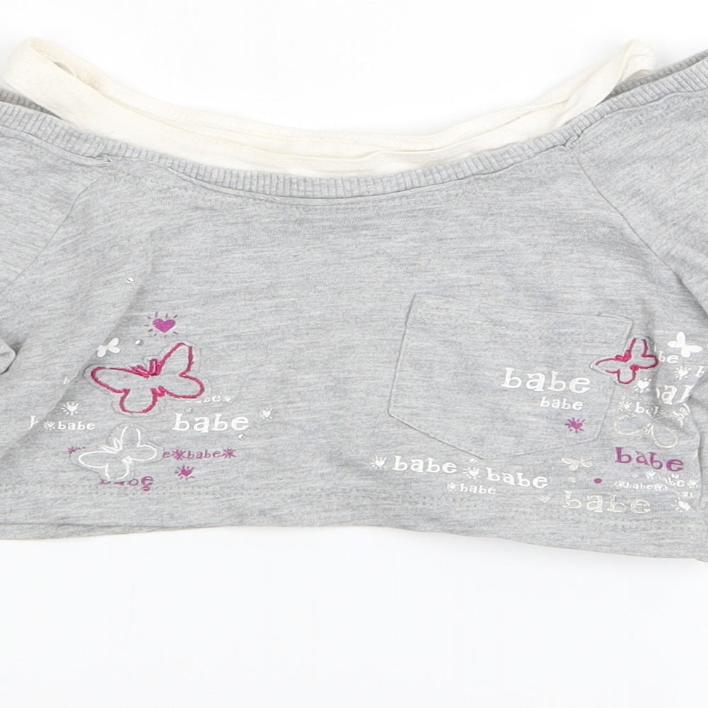 adams kids Girls Grey   Basic T-Shirt Size 7 Years  - crop