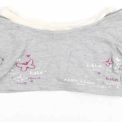 adams kids Girls Grey   Basic T-Shirt Size 7 Years  - crop