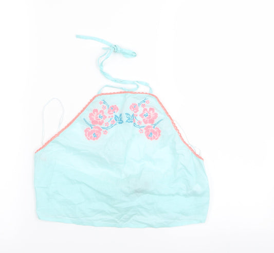 Primark Womens Blue Floral  Basic Tank Size M  - crop