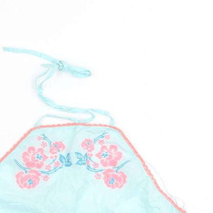 Primark Womens Blue Floral  Basic Tank Size M  - crop